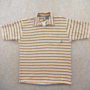 Reactor + Polo Shirt Mens Large Blue Orange Beach French Terry Cloth New *